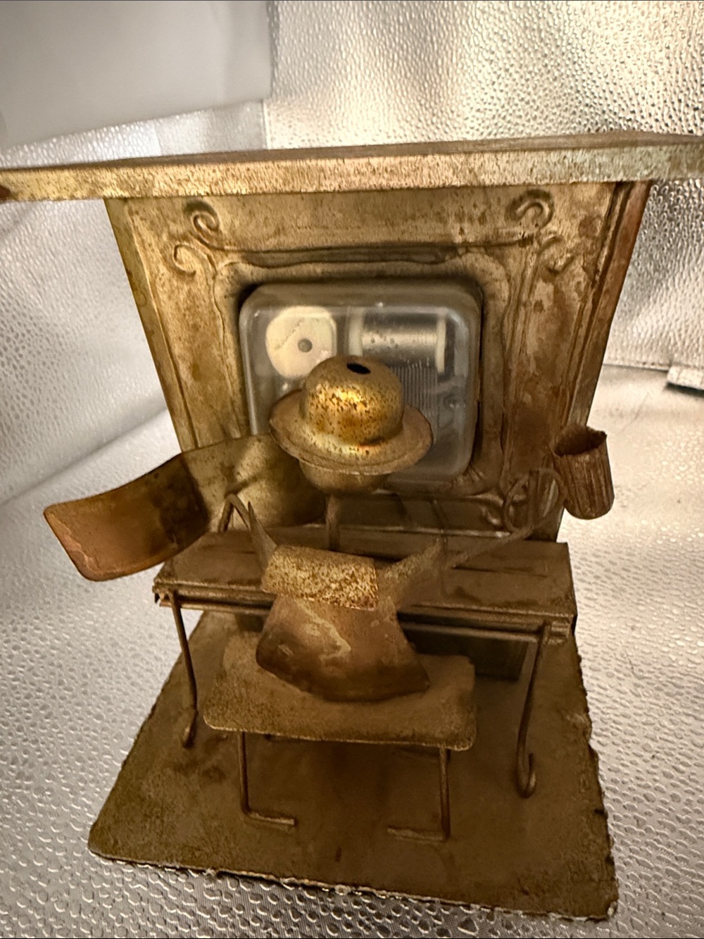 Vintage Copper and Tin Piano Man Music Box